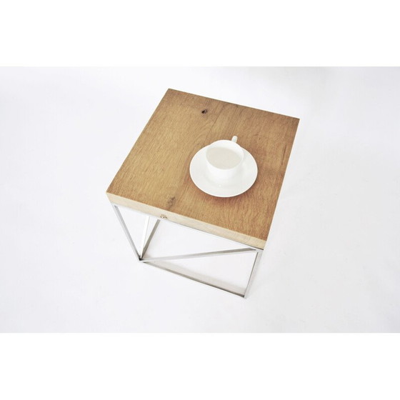 Image 1 of Vintage industriële salontafel in massief eiken en roestvrij staal door Crackstudio, Litouwen 2009