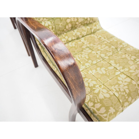 Image 1 of Paar vintage houten en stoffen fauteuils van Kropáček, Tsjecho-Slowakije 1950