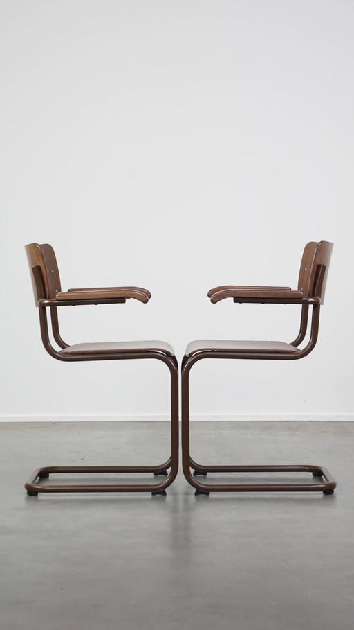 2 X Thonet Model S43 Eetkamer/ Bijzetstoel Met Armleuningen