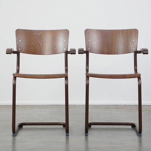 2 X Thonet Model S43 Eetkamer/ Bijzetstoel Met Armleuningen