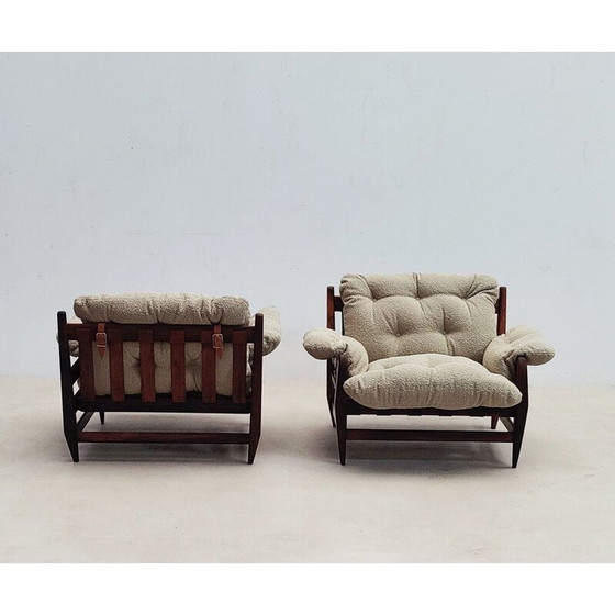Image 1 of Paar vintage fauteuils en voetenbank van Jean Gillon voor Italma Wood Art, Brazilië 1960