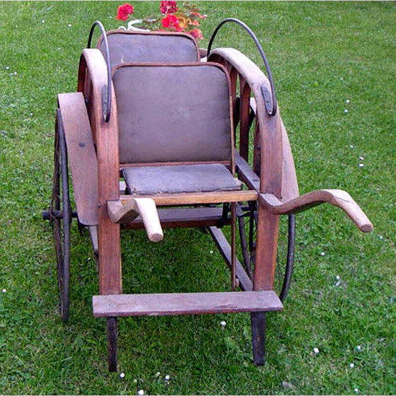 Image 1 of Vintage dubbele wandelwagen van metaal en hout voor Thonet