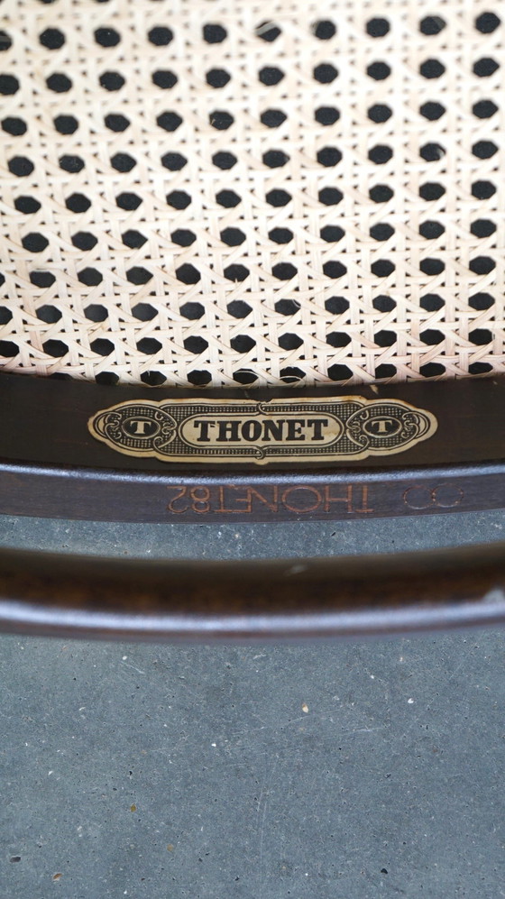 Image 1 of 2X Hoge Vintage Bentwood “Long John” Thonet Design Stoelen Met Armleuningen