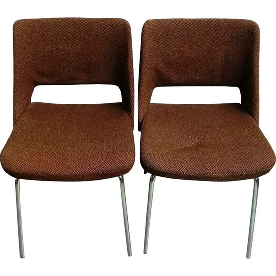 Image 1 of Paar vintage stoelen in bruine stof van Arne Jacobsen, 1950