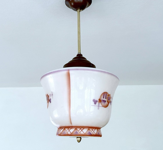 Image 1 of Art Deco Glas & Bakeliet Hanglamp