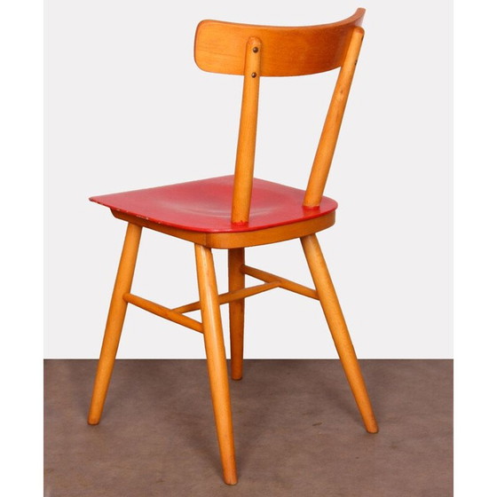 Image 1 of Set van 4 vintage rode stoelen van Ton, 1960