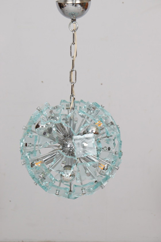 Image 1 of Mid Century Spoetnik plafondlamp/glaslamp van Fontana Arte, Italië, jaren 1970