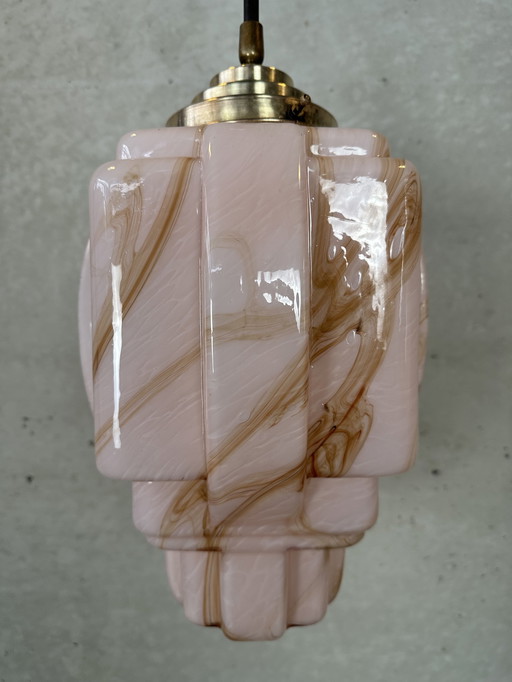 Art deco skyscraper - rosé opaline en messing