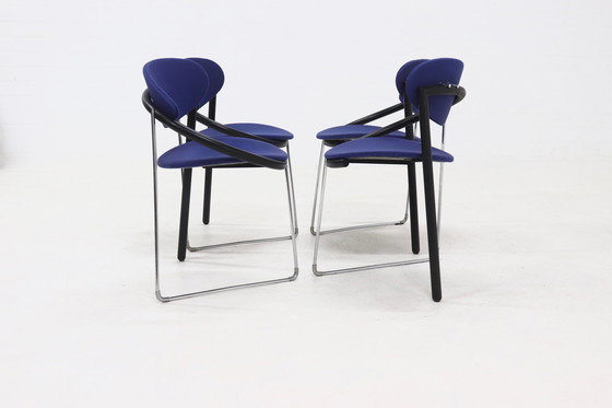 Image 1 of Set van 4 postmoderne eetkamerstoelen van Pierre Mazairac en Karel Boonzaaijer voor Castelijn