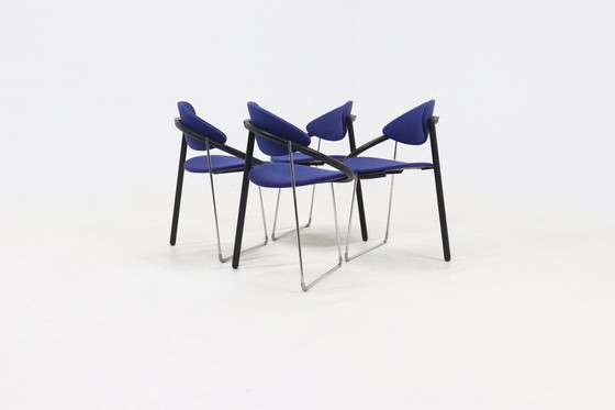 Image 1 of Set van 4 postmoderne eetkamerstoelen van Pierre Mazairac en Karel Boonzaaijer voor Castelijn