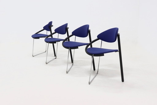 Set van 4 postmoderne eetkamerstoelen van Pierre Mazairac en Karel Boonzaaijer voor Castelijn