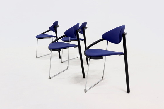 Image 1 of Set van 4 postmoderne eetkamerstoelen van Pierre Mazairac en Karel Boonzaaijer voor Castelijn