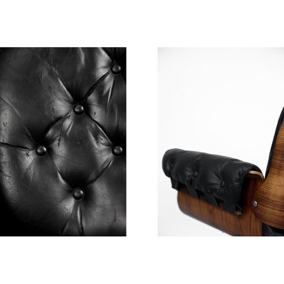 Image 1 of Vintage leren en gebogen houten fauteuil van Martin Stoll voor Stoll Giroflex, jaren 1960