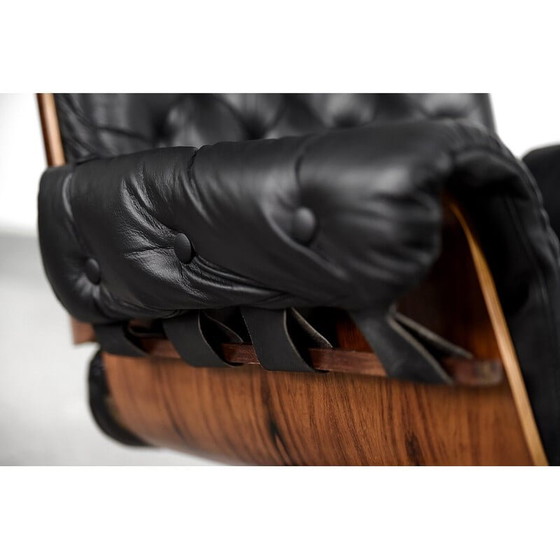 Image 1 of Vintage leren en gebogen houten fauteuil van Martin Stoll voor Stoll Giroflex, jaren 1960