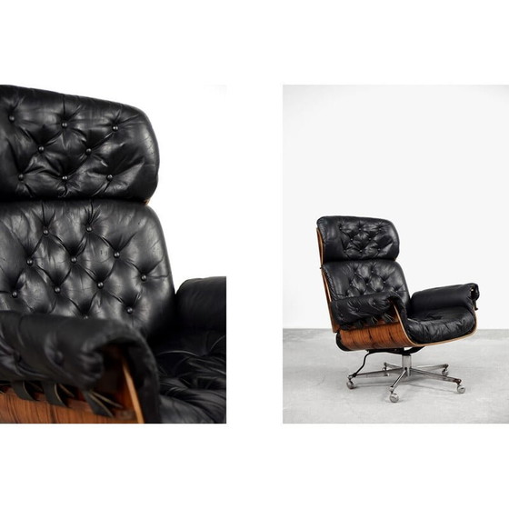 Image 1 of Vintage leren en gebogen houten fauteuil van Martin Stoll voor Stoll Giroflex, jaren 1960