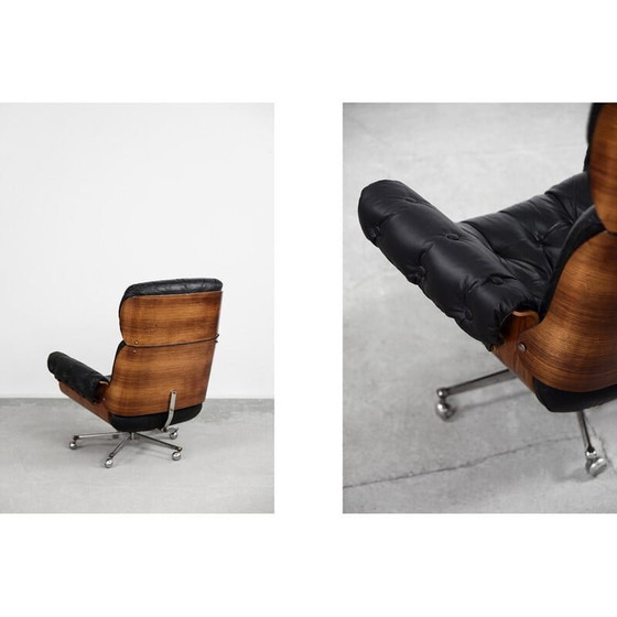 Image 1 of Vintage leren en gebogen houten fauteuil van Martin Stoll voor Stoll Giroflex, jaren 1960