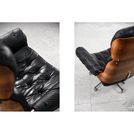 Image 1 of Vintage leren en gebogen houten fauteuil van Martin Stoll voor Stoll Giroflex, jaren 1960