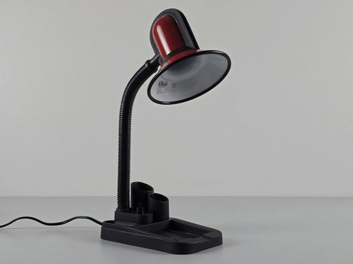 Vintage 1980S Fase Flexo bureaulamp met zwanenhals en bureau-organizer.