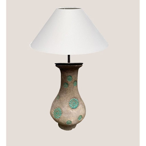 Antieke turquoise lamp van Michelle en Jacques Serre, 1950