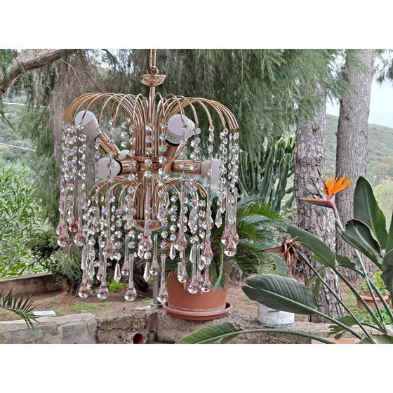 Image 1 of Vintage watervalkroonluchter in Murano-glas en verguld metaal voor Venini