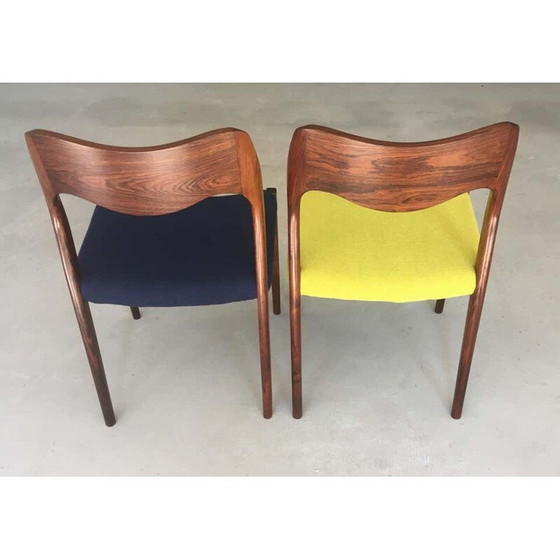 Image 1 of Set van 4 Scandinavische vintage stoelen in rozenhout, 1950