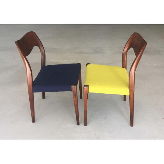 Image 1 of Set van 4 Scandinavische vintage stoelen in rozenhout, 1950