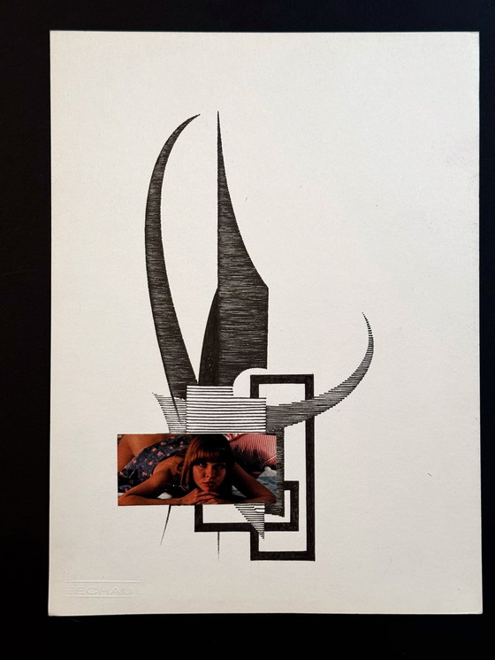 Image 1 of Eugene Eechaut (1928-2019) - Een set van twee kunstwerken met collage-elementen