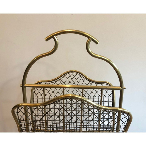 Image 1 of Paar vintage messing tijdschriftenrekken, Frankrijk 1900