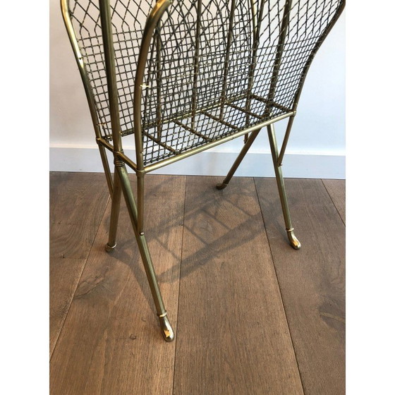 Image 1 of Paar vintage messing tijdschriftenrekken, Frankrijk 1900