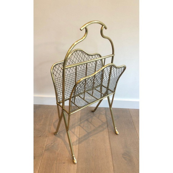 Image 1 of Paar vintage messing tijdschriftenrekken, Frankrijk 1900