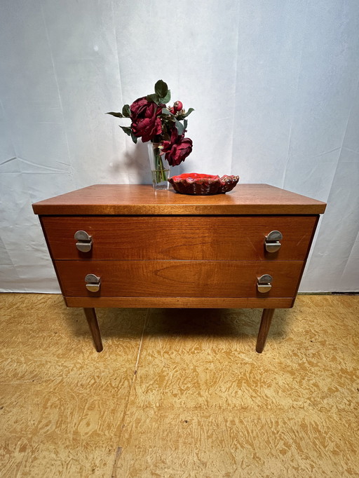 Mid Century Retro Vintage Teak Kleine Ladenkast 1970 By Stag