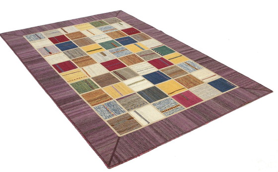 Image 1 of Origineel handgeknoopt Perzisch tapijt Kilim Patchwork Design 241 X 161 Cm Topconditie