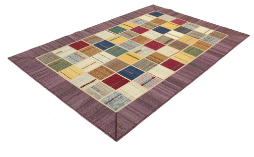 Origineel handgeknoopt Perzisch tapijt Kilim Patchwork Design 241 X 161 Cm Topconditie