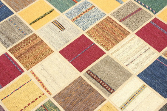 Image 1 of Origineel handgeknoopt Perzisch tapijt Kilim Patchwork Design 241 X 161 Cm Topconditie