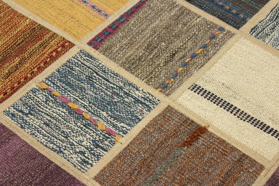 Image 1 of Origineel handgeknoopt Perzisch tapijt Kilim Patchwork Design 241 X 161 Cm Topconditie