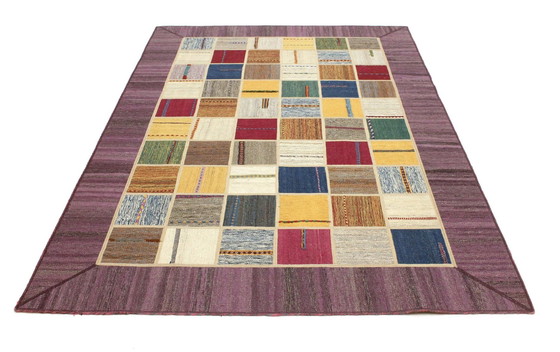 Image 1 of Origineel handgeknoopt Perzisch tapijt Kilim Patchwork Design 241 X 161 Cm Topconditie