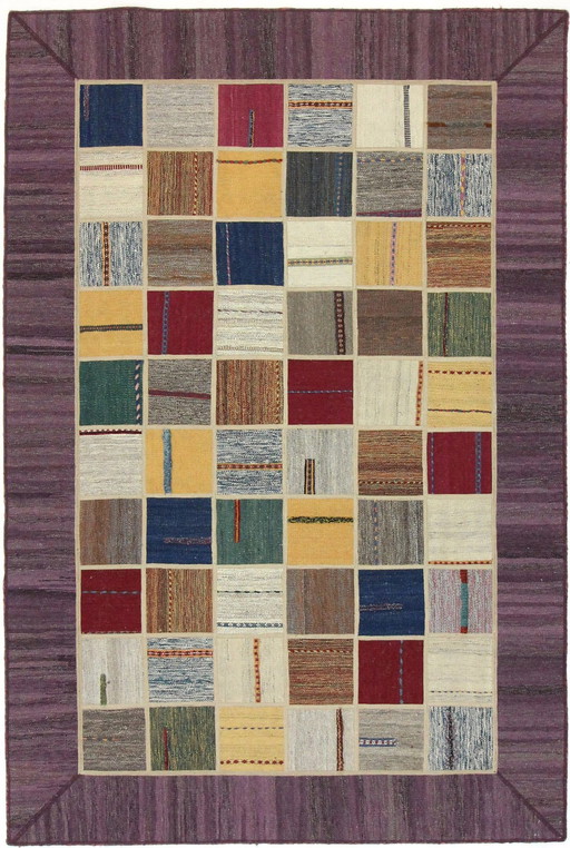 Origineel handgeknoopt Perzisch tapijt Kilim Patchwork Design 241 X 161 Cm Topconditie