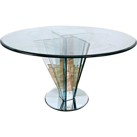 Image 1 of Vintage "Vaso" tafel in glas en chroom door Pierangelo Gallotti voor Gallotti en Radice, 1980