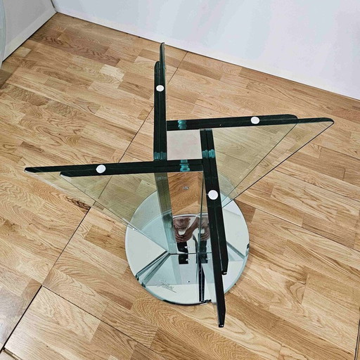 Vintage "Vaso" tafel in glas en chroom door Pierangelo Gallotti voor Gallotti en Radice, 1980