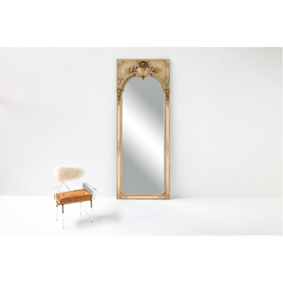 Image 1 of Vintage spiegel op standaard met vergulde houten lijst, 1950