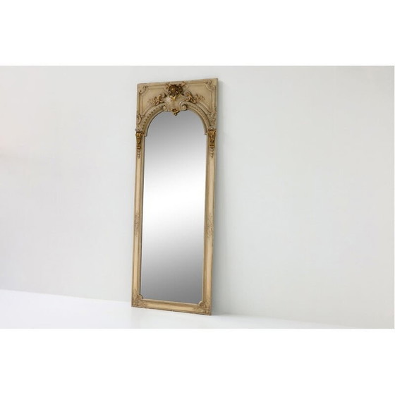 Image 1 of Vintage spiegel op standaard met vergulde houten lijst, 1950