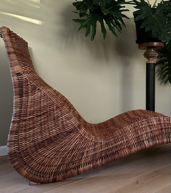 Image 1 of Karlskrona Rattan Chaise Longue By Karl Malmvall