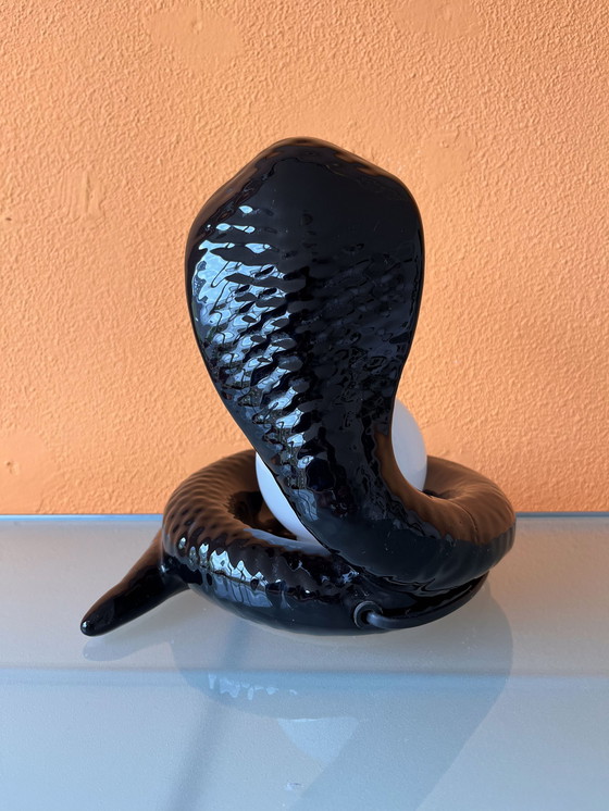 Image 1 of Vintage keramieken Cobra slang tafellamp lamp