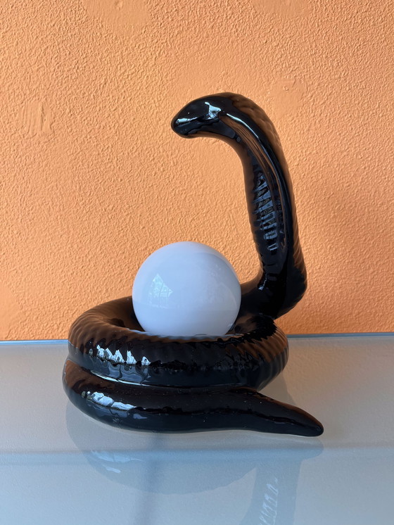 Image 1 of Vintage keramieken Cobra slang tafellamp lamp