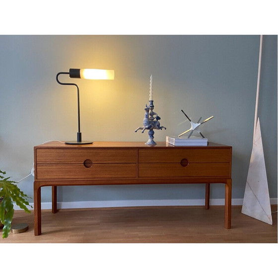 Image 1 of Vintage Royal Copenhagen Flamingo tafellamp in metaal beschilderd in grijsbruin door Jørgen Møller, Denemarken 1980