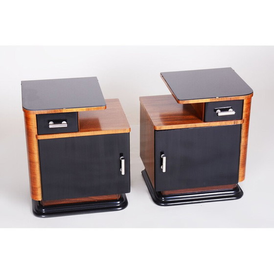 Image 1 of Paar Tsjechische Art Deco nachtkastjes, jaren 1930