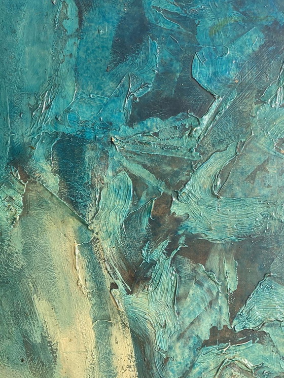 Image 1 of Frans expressionistisch schilderij, De groene man, 1960S, karton