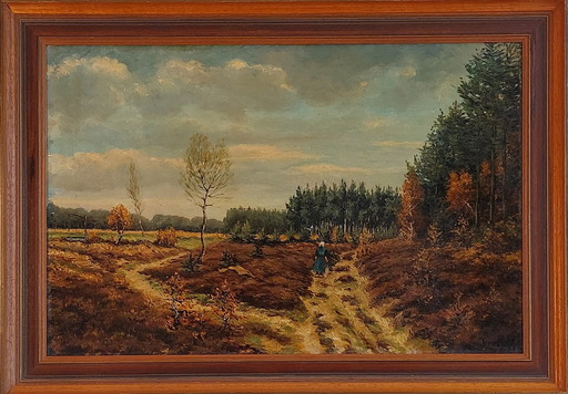 Nederlands heidelandschap - Olieverf op canvas