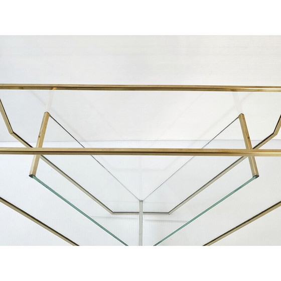 Image 1 of Vintage vaas van glas en messing, 1980