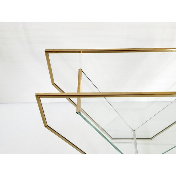 Image 1 of Vintage vaas van glas en messing, 1980